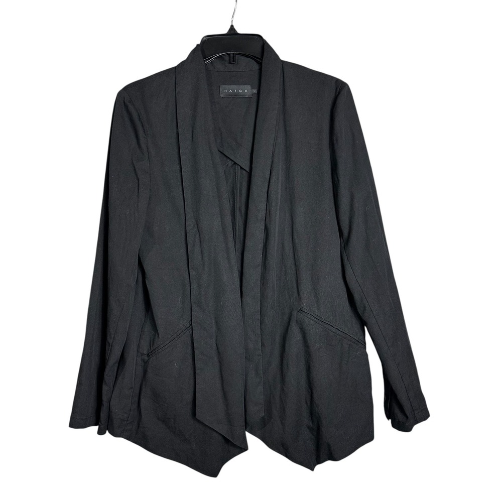 HATCH‎ Black Drape Front Collarless Blazer Jacket Women's business career luxe